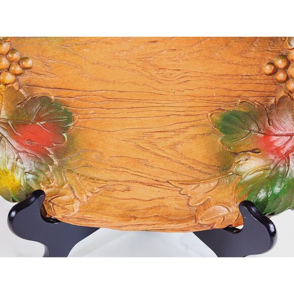 Serving Tray Dish Fall Leaves & Grapes 70's Multi Products 12" x 9" Fruit Bowl - Picture 4 of 13